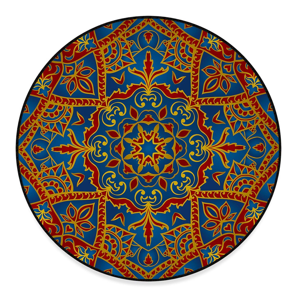 Bohemian Indian Mandala Pattern Print Round Floor Mat
