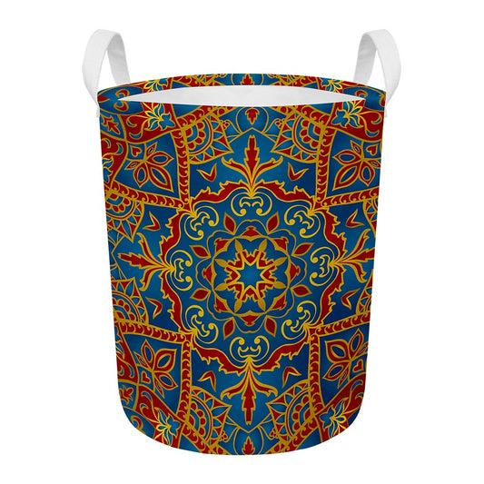 Bohemian Indian Mandala Pattern Print Round Laundry Basket