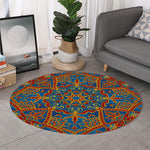 Bohemian Indian Mandala Pattern Print Round Rug