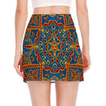 Bohemian Indian Mandala Pattern Print Side Slit Mini Skirt