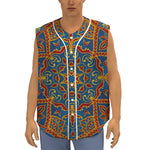 Bohemian Indian Mandala Pattern Print Sleeveless Baseball Jersey