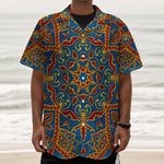 Bohemian Indian Mandala Pattern Print Textured Short Sleeve Shirt