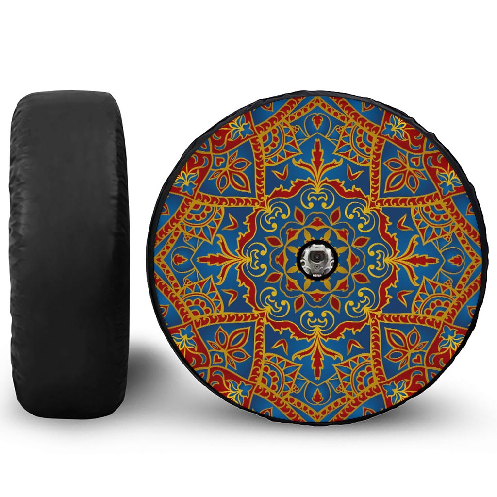 Bohemian Indian Mandala Pattern Print Tire Cover With Camera Hole