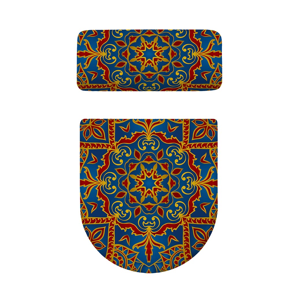 Bohemian Indian Mandala Pattern Print Toilet Lid And Tank Cover Set