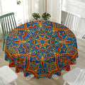 Bohemian Indian Mandala Pattern Print Waterproof Round Tablecloth