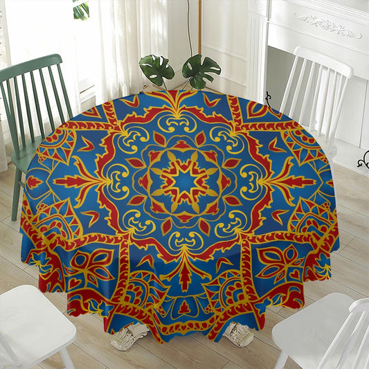 Bohemian Indian Mandala Pattern Print Waterproof Round Tablecloth