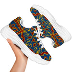Bohemian Indian Mandala Pattern Print White Chunky Shoes