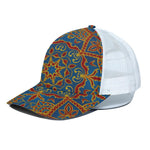 Bohemian Indian Mandala Pattern Print White Mesh Trucker Cap