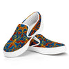 Bohemian Indian Mandala Pattern Print White Slip On Sneakers