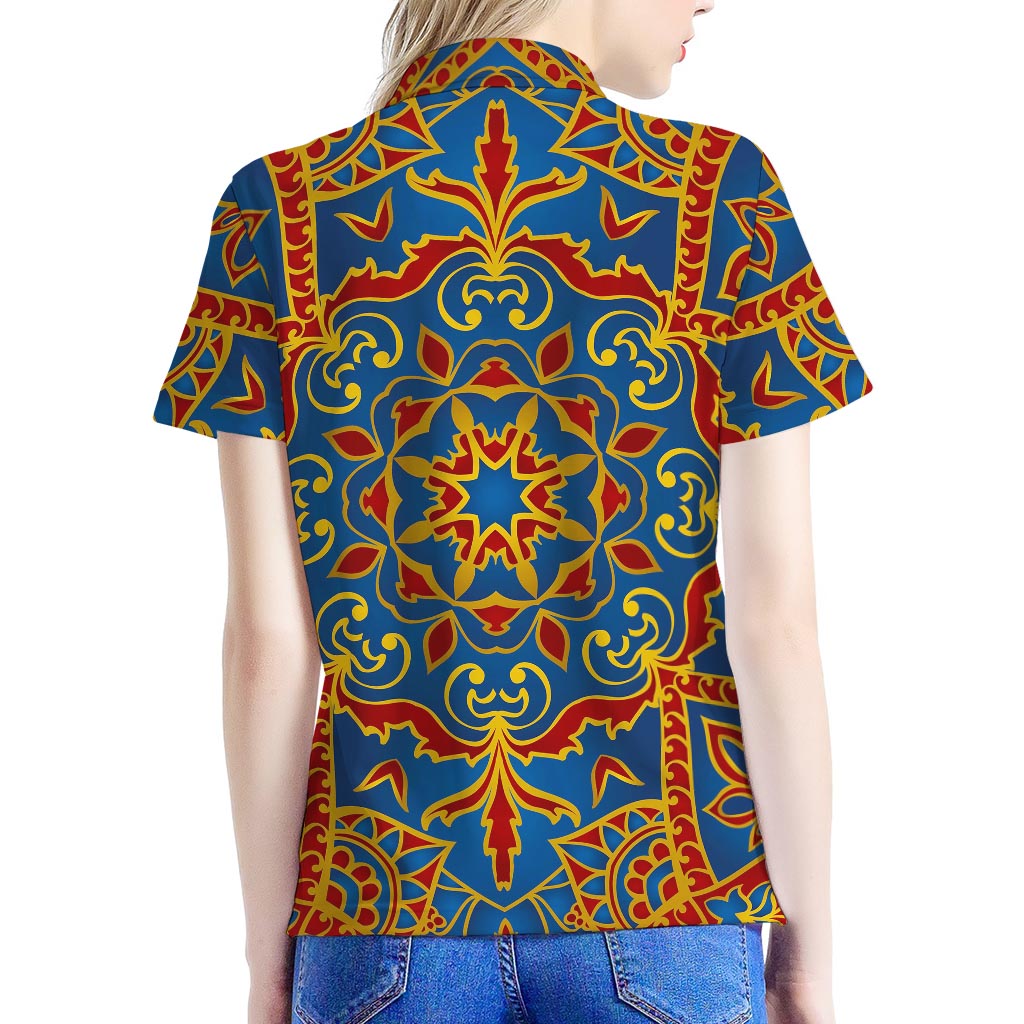 Bohemian Indian Mandala Pattern Print Women's Polo Shirt