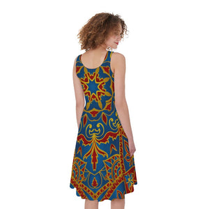 Bohemian Indian Mandala Pattern Print Women's Sleeveless Dress