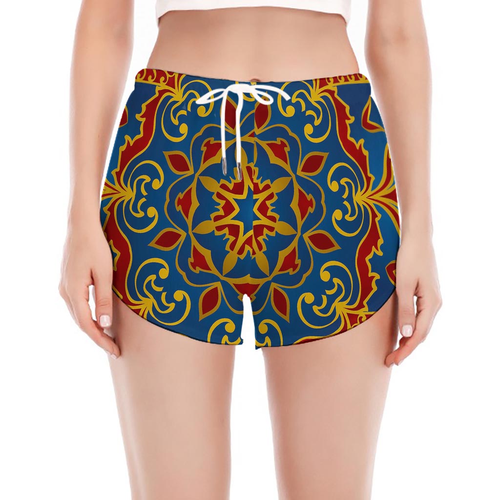 Bohemian Indian Mandala Pattern Print Women's Split Running Shorts