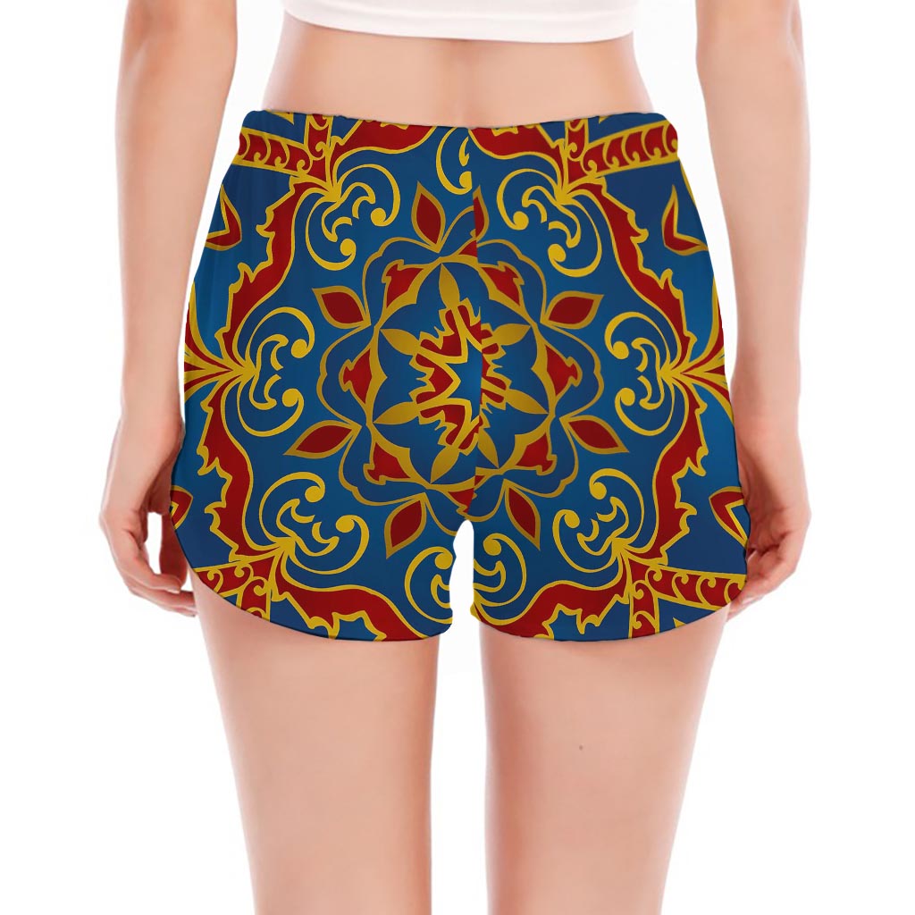 Bohemian Indian Mandala Pattern Print Women's Split Running Shorts