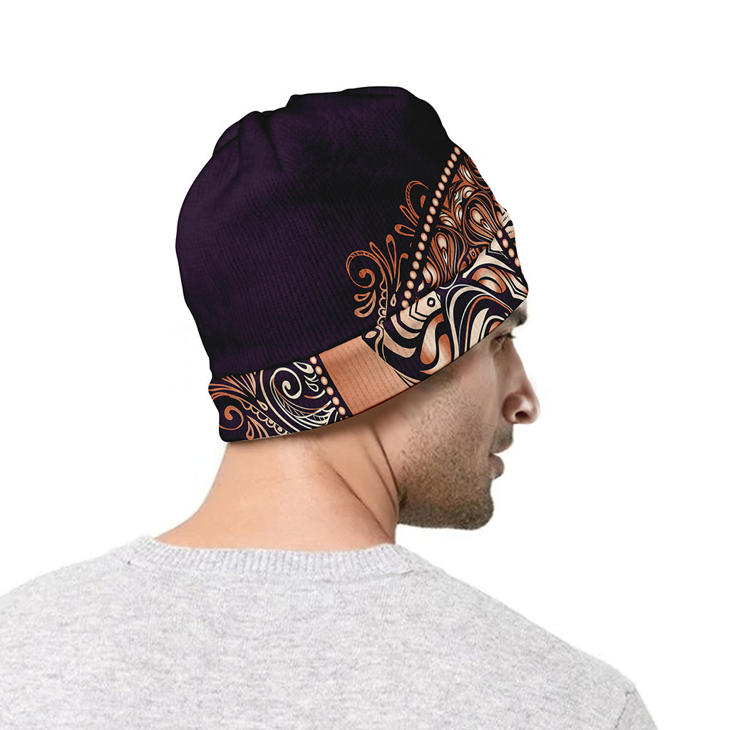 Bohemian Moon And Sun Print Beanie