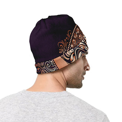 Bohemian Moon And Sun Print Beanie