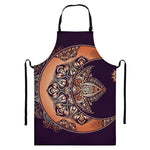 Bohemian Moon And Sun Print Bib Apron With Pocket