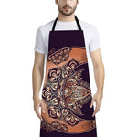 Bohemian Moon And Sun Print Bib Apron With Pocket