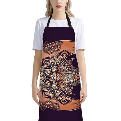 Bohemian Moon And Sun Print Bib Apron With Pocket