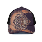 Bohemian Moon And Sun Print Black Mesh Trucker Cap