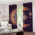 Bohemian Moon And Sun Print Dimout Grommet Curtains