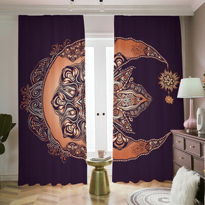 Bohemian Moon And Sun Print Blackout Pencil Pleat Curtains