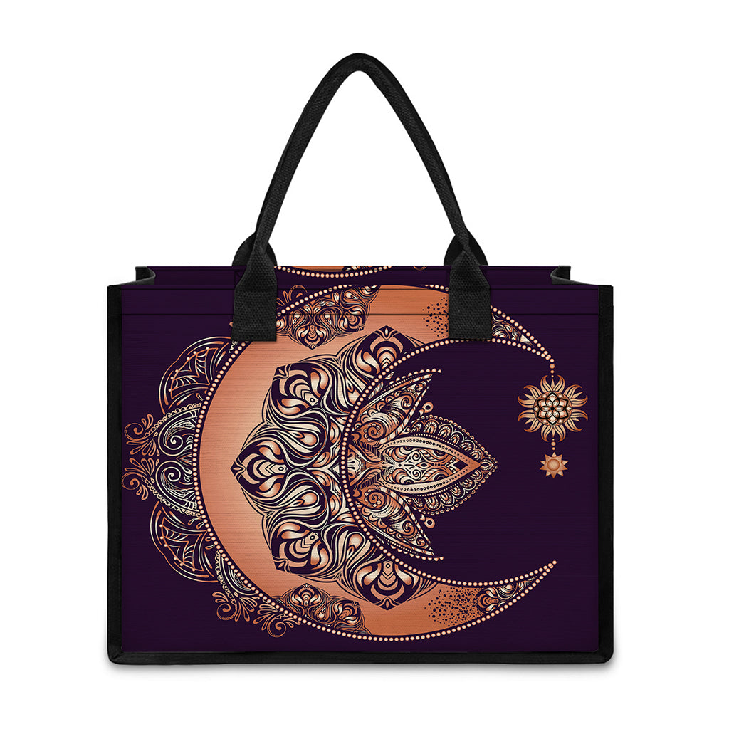 Bohemian Moon And Sun Print Canvas Tote Bag