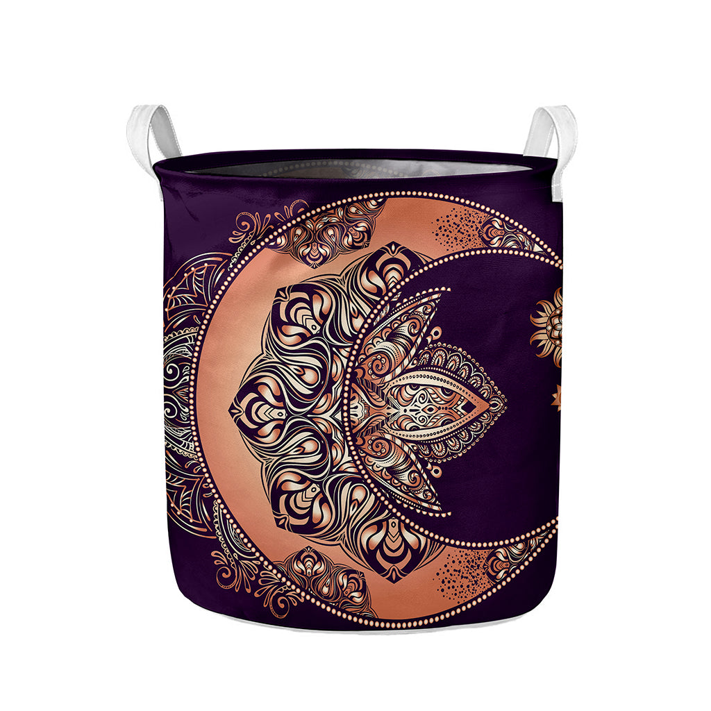 Bohemian Moon And Sun Print Collapsible Laundry Basket