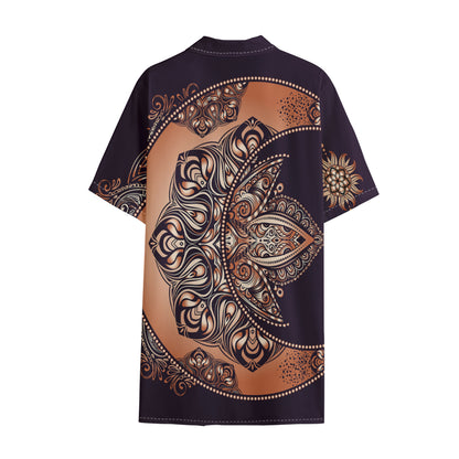 Bohemian Moon And Sun Print Cotton Hawaiian Shirt