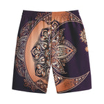 Bohemian Moon And Sun Print Cotton Shorts