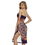 Bohemian Moon And Sun Print Cross Back Cami Dress