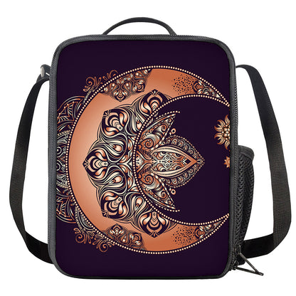 Bohemian Moon And Sun Print Crossbody Lunch Bag