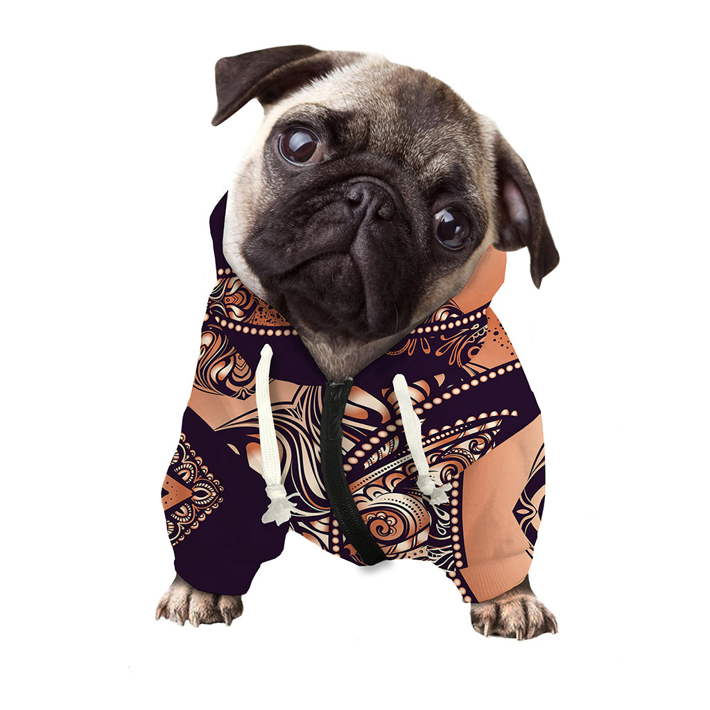 Bohemian Moon And Sun Print Dog Zip Up Hoodie
