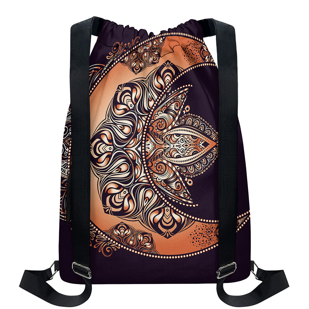 Bohemian Moon And Sun Print Drawstring Backpack