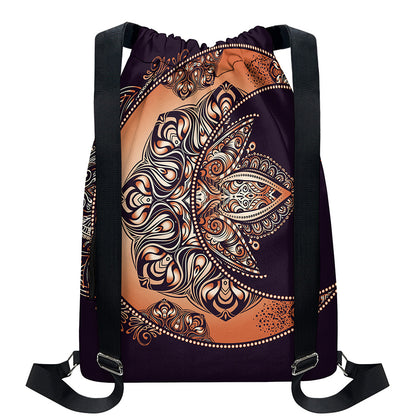 Bohemian Moon And Sun Print Drawstring Backpack