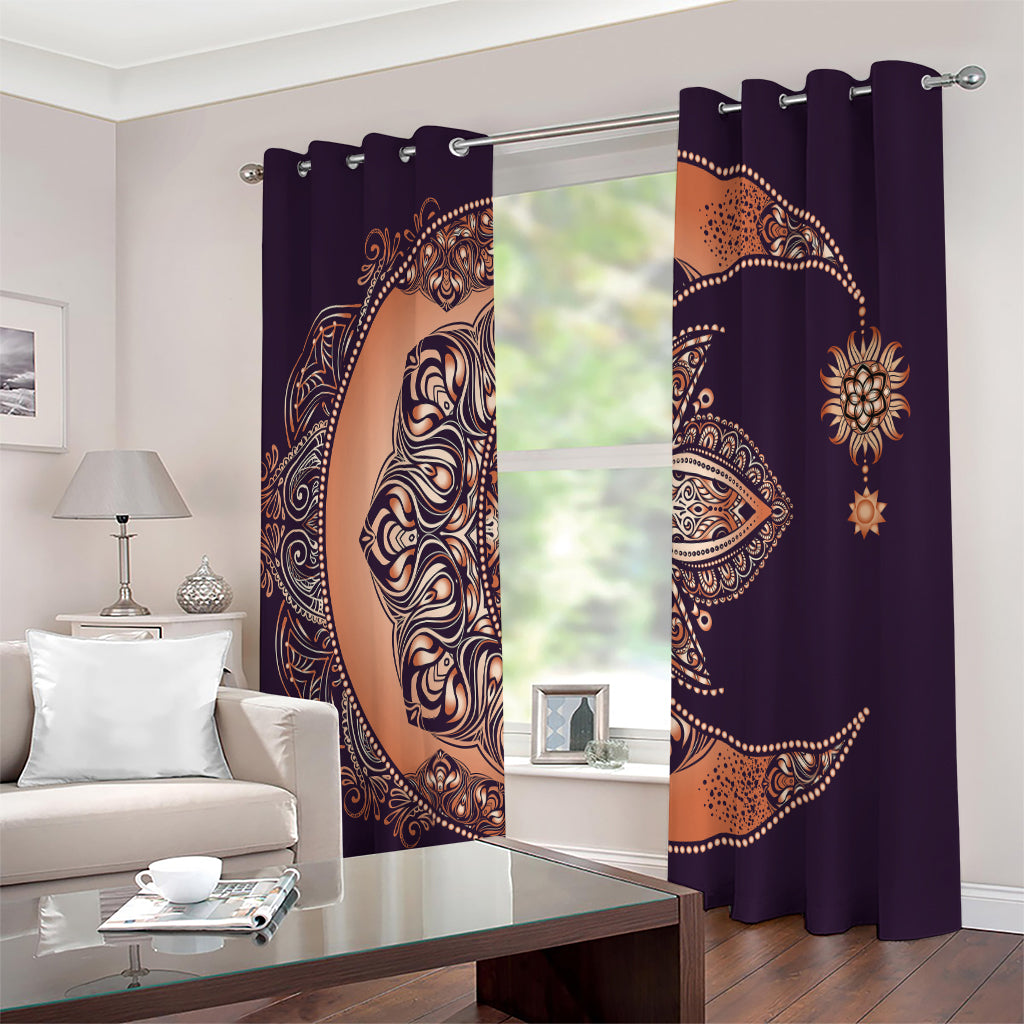 Bohemian Moon And Sun Print Extra Wide Grommet Curtains
