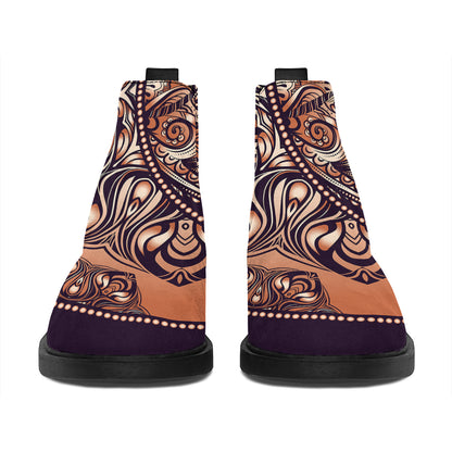 Bohemian Moon And Sun Print Flat Ankle Boots