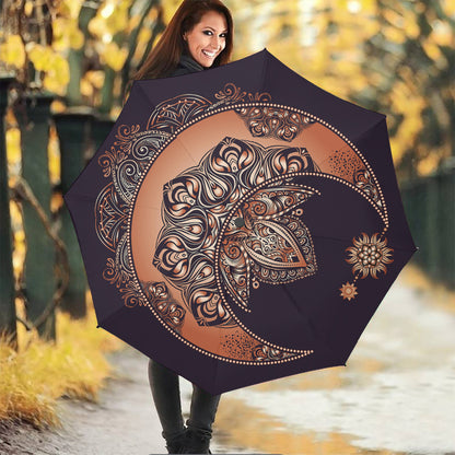 Bohemian Moon And Sun Print Foldable Umbrella