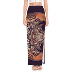 Bohemian Moon And Sun Print High Slit Maxi Skirt