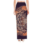 Bohemian Moon And Sun Print High Slit Maxi Skirt