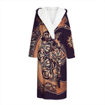 Bohemian Moon And Sun Print Hooded Bathrobe