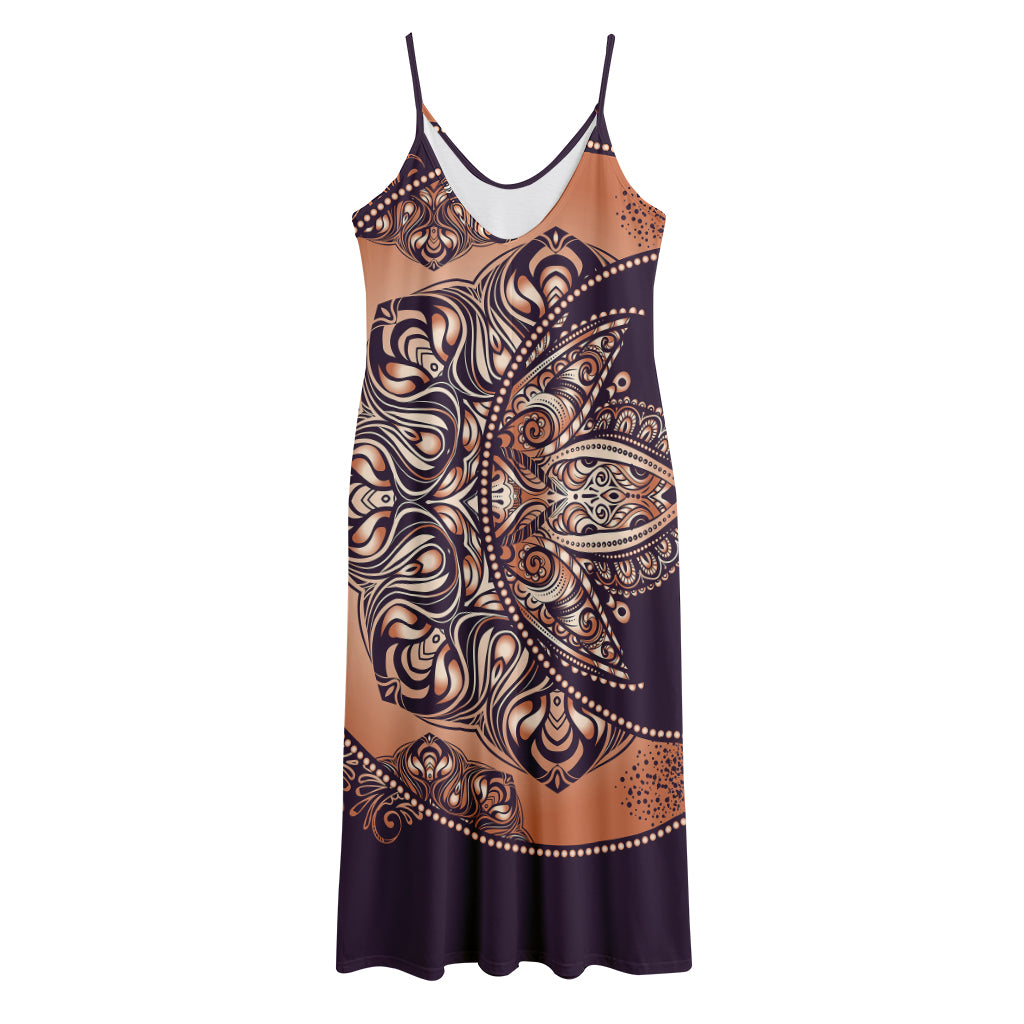 Bohemian Moon And Sun Print Jersey Midi Cami Dress