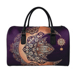 Bohemian Moon And Sun Print Leather Duffle Bag