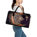 Bohemian Moon And Sun Print Leather Duffle Bag