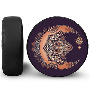 Bohemian Moon And Sun Print Leather Spare Tire Cover