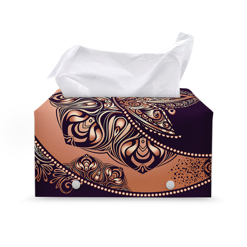 Bohemian Moon And Sun Print Leather Tissue Box Cover