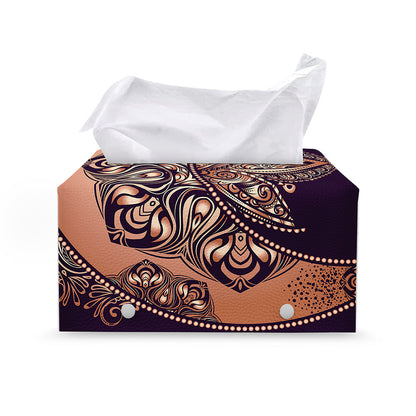 Bohemian Moon And Sun Print Leather Tissue Box Cover