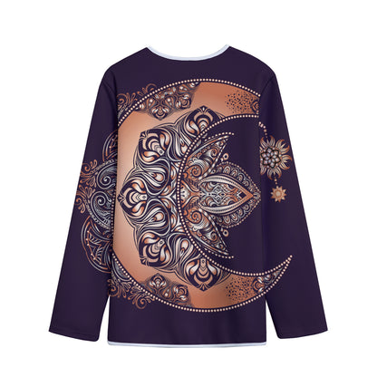 Bohemian Moon And Sun Print Long Sleeve Short Coat