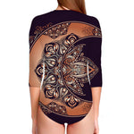 Bohemian Moon And Sun Print Long Sleeve Swimsuit