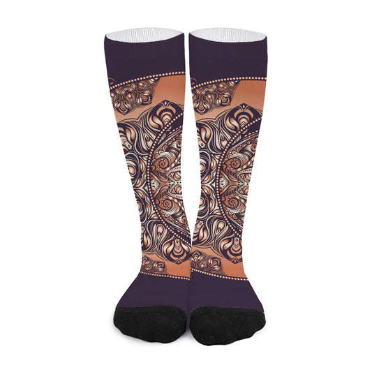 Bohemian Moon And Sun Print Long Socks