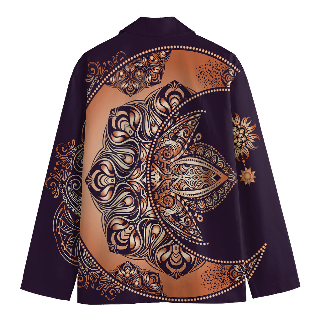 Bohemian Moon And Sun Print Men's Cotton Blazer